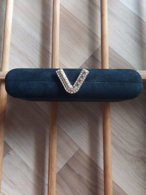 Clutch suede bag 18 cm like new, black