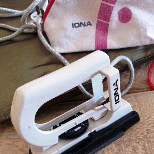 Iona vintage folding travel iron with original case and UK plug