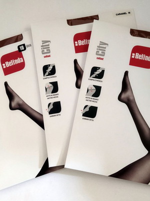 Belinda 10 den tights new, pack of 3 caramel