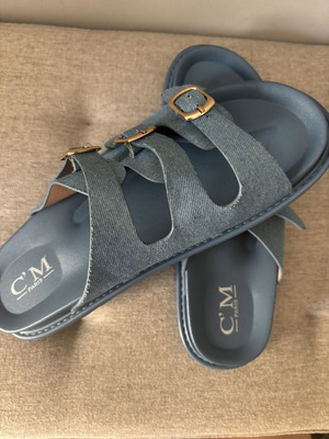 Denim slippers new, size 39 fitting 38, blue