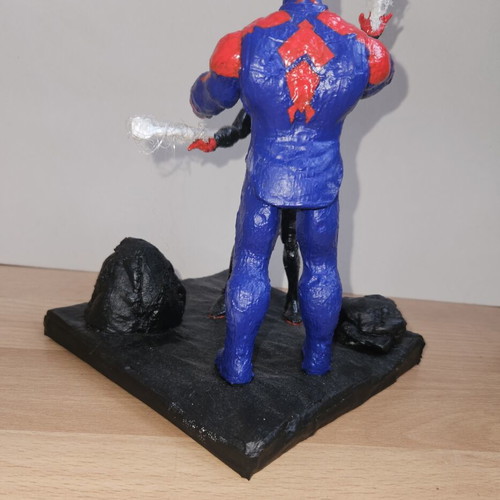 Handmade Spider-Man figurine with Miles Morales and Spider-Man 2099