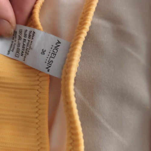 Bikini set size 36 new, ribbed texture, yellow mustard