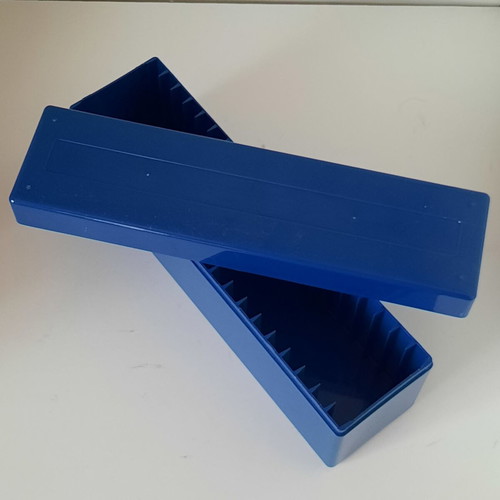 Plastic case for 20 certified coins used, blue