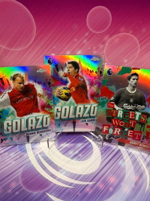 Topps Chrome EPL cards bundle new, Golazo Luis Suarez, Dennis Bergkamp, Harry Kewell
