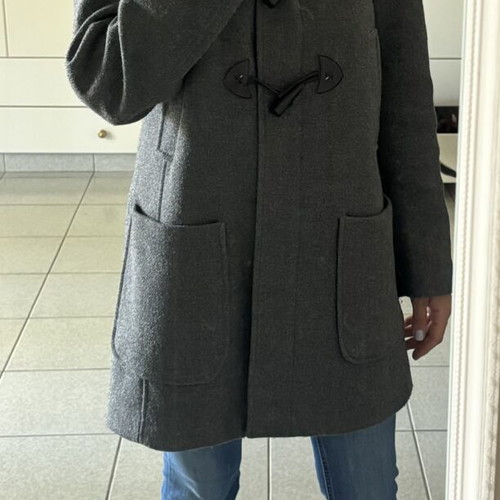 Benetton Montgomery coat, grey, size M