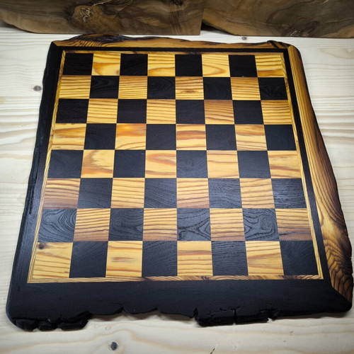 Chessboard made of cedar and ebony wood