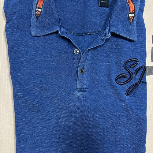 Sean John Vintage Snake Collar Polo Shirt Mens XL Blue like new