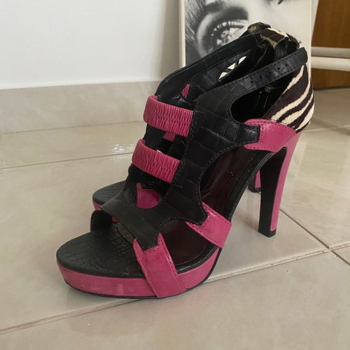 Schutz high-heeled shoes used, pink, black, zebra, size 39