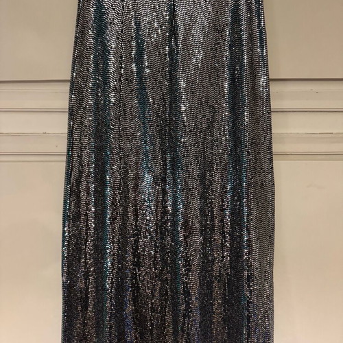 Silver skirt mid length like new, size M 38 10