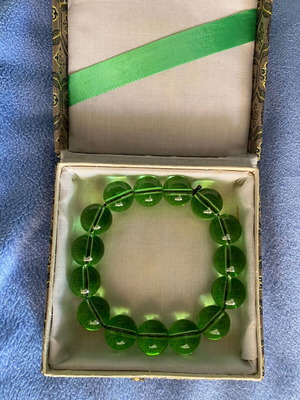 Glass bead bracelet new, calming green colors