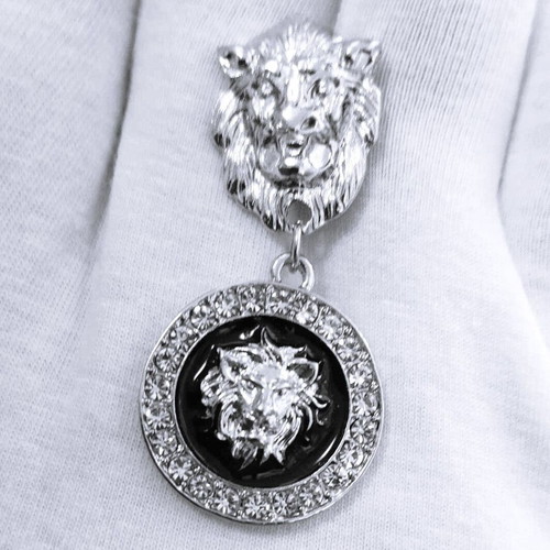 Iconic Lion Head Earrings new, silver and black