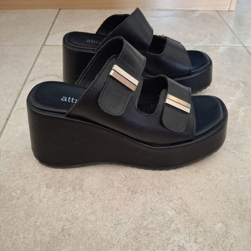 Attrattivo platform slippers size 37, like new, black