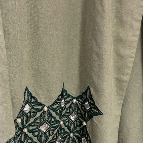 Vintage linen jacket in pistachio color with embroidery, like new, size L