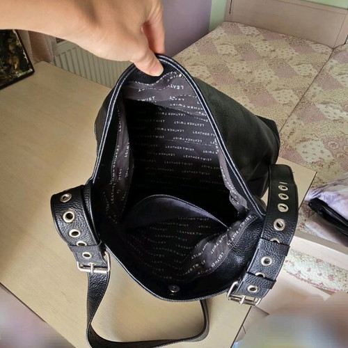 Leather bag new large capacity, black