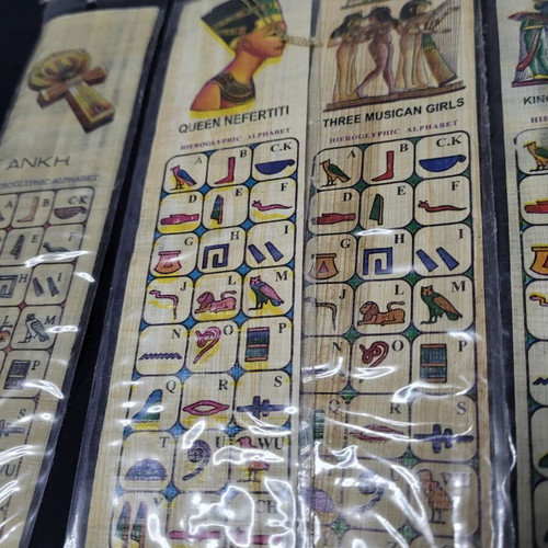 Set of 10 handmade bookmarks from authentic Egyptian papyrus