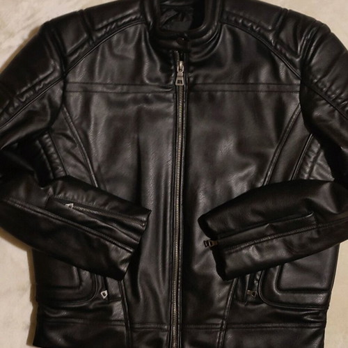 Leather Biker Jacket Pull&Bear black like new, size Medium