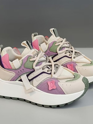 Chunky sneakers beige/lilac μέγεθος 41 καινούργιο