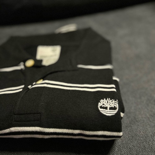 Timberland men's striped black short-sleeve polo like new
