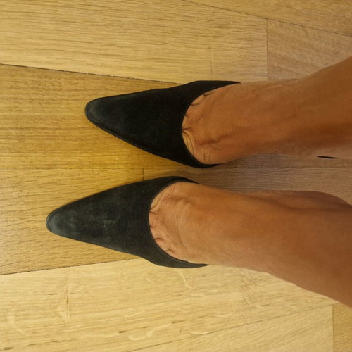 Women's suede mule used, size 38, black Ioannou exclusive