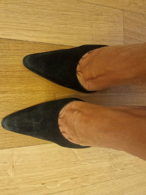 Women's suede mule used, size 38, black Ioannou exclusive