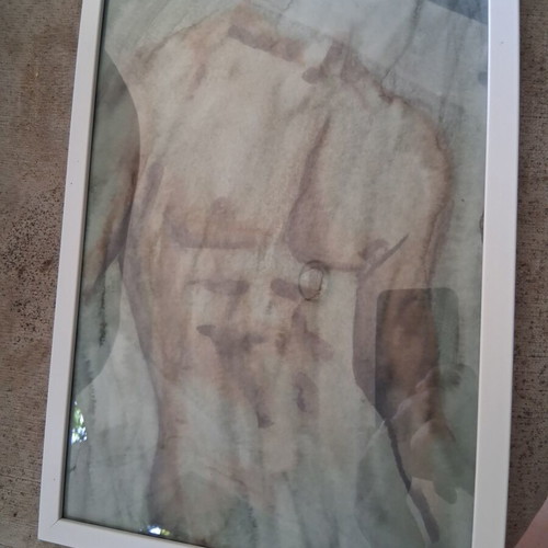 Painting "Γυμνο" framed 20×30cm, like new, signed