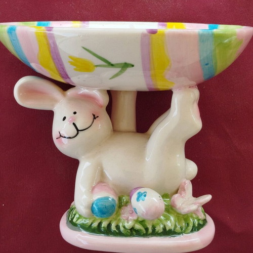 Easter porcelain egg holder new with bunny design