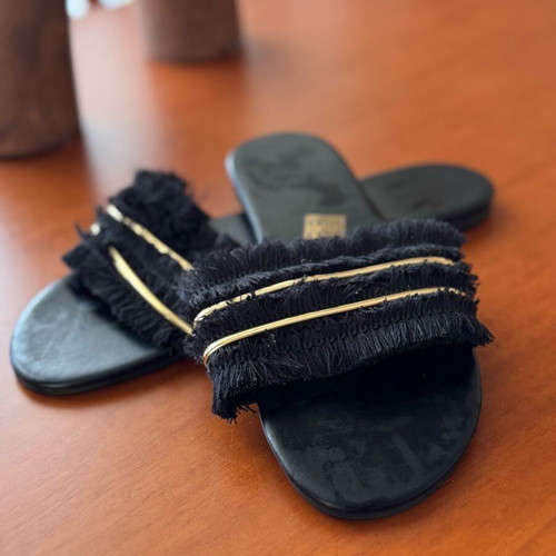 Flat shoes size 41.5 black with gold details like new