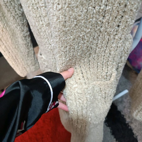 Wool coat 100% hand-knitted, new, beige
