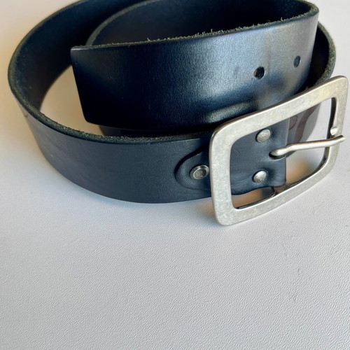 Fornarina women's belt used, black leather with silver buckle