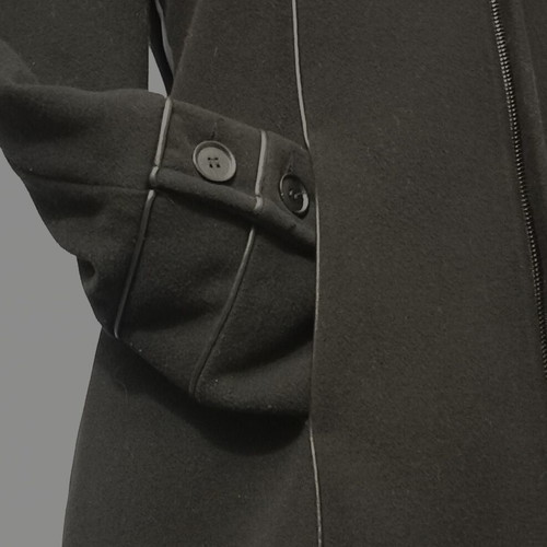 Women's coat like new, black, size Small, wool with leather details