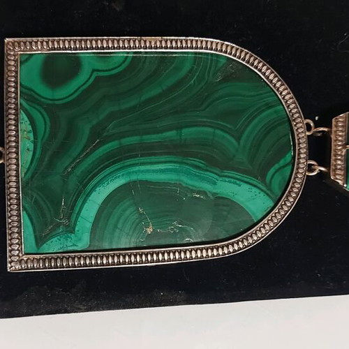 Clerical medallion pendant used with silver and malachite