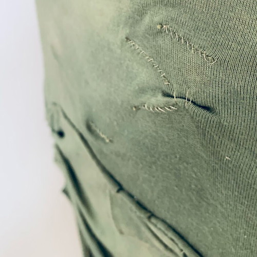Dyens + Fotinaki handmade green set with asymmetrical skirt