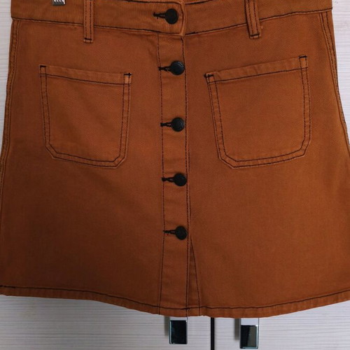 Mini denim skirt brown brick and denim top like new