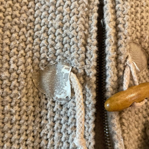 Bershka knitted cardigan with fleece lining and hood, size S, beige