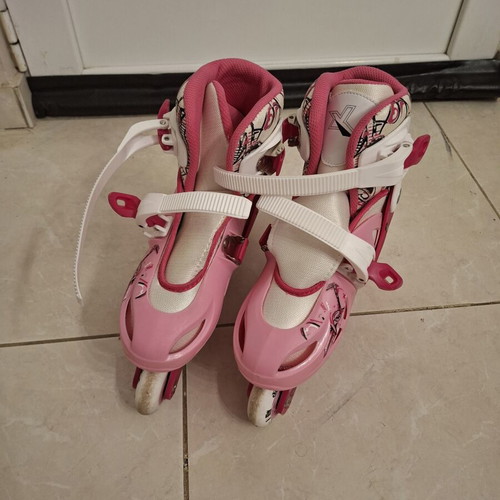 Roller skates for girls used, adjustable inline with knee pads