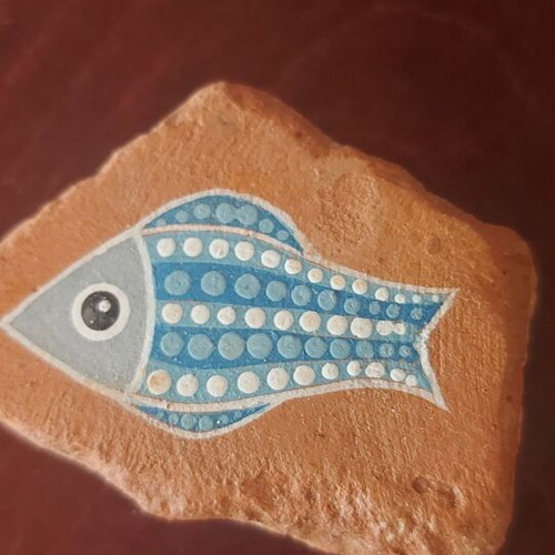 Painting on tile new, carved by the sea, 6x4 cm
