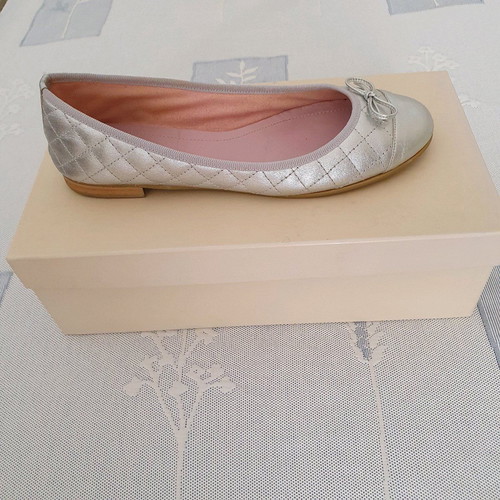 Bournazos ballet flats used, leather, silver, size 38 1/2
