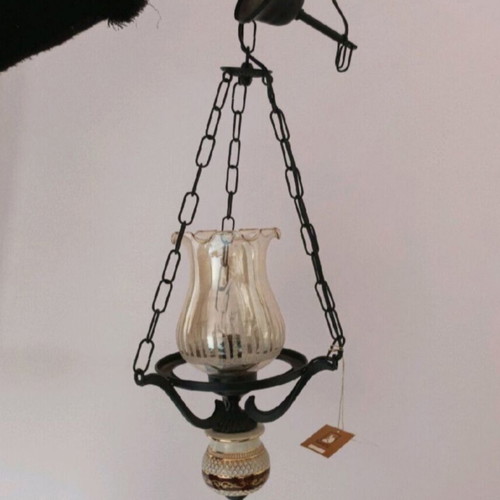 Porcelain Ceiling Light used, hand-painted, 55 cm height