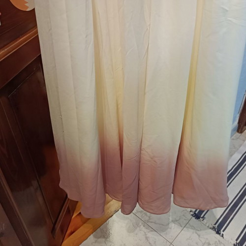 Wedding dress new, size XL, beige with lace and multicolor hem