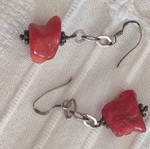 Handmade 925 Silver Earrings with Natural Red Coral