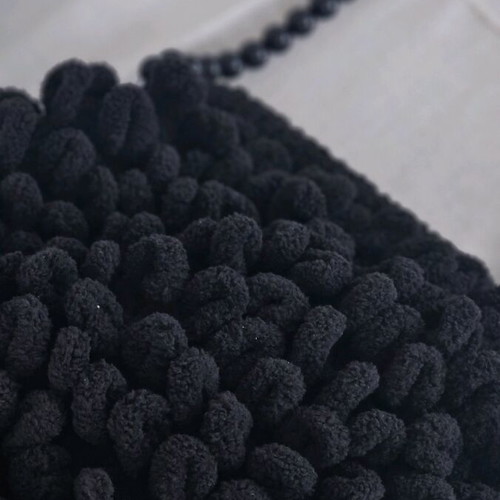 Handmade knitted large handbag with black chain new
