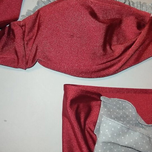 Madame Shou Shou vintage retro style swimsuit used, size S, red with grey polka dots