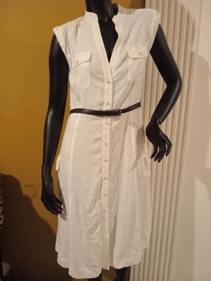 Laura Ashley midi dress 100% linen with belt new