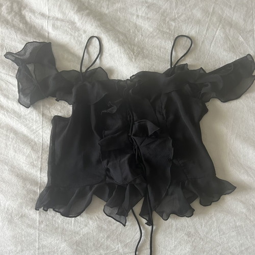 Ruffles Top-Corset Black small, like new, adjustable fit