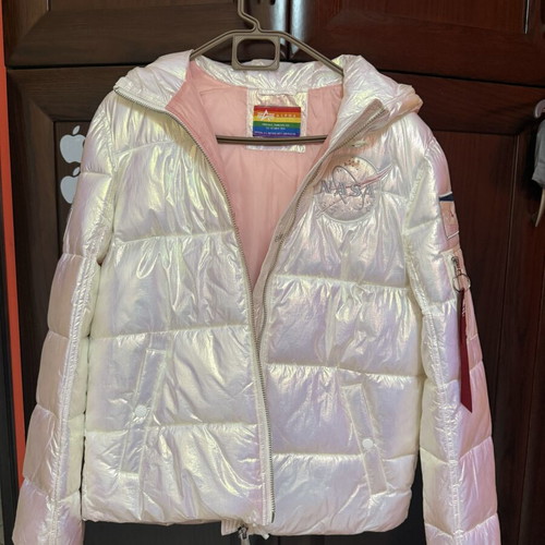 Alpha Industries Holographic Hooded Puffer Jacket new, size M