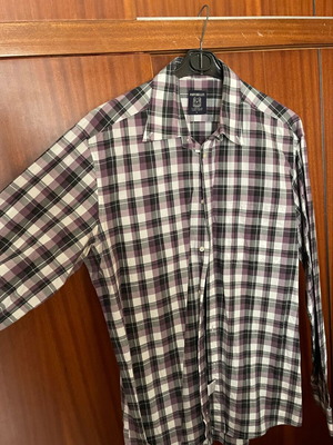 Portobellos men's checkered shirt size L like new, purple
