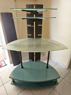 TV furniture used, handmade with adjustable glass surfaces