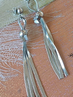 Long stainless steel earrings with decorative butterfly new