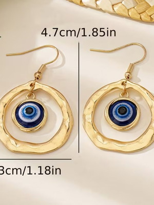 Eye earrings new with gold geometric design and protection symbol