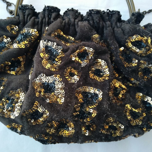 Compagnia Italiana handbag used with brown beads and gold sequins
